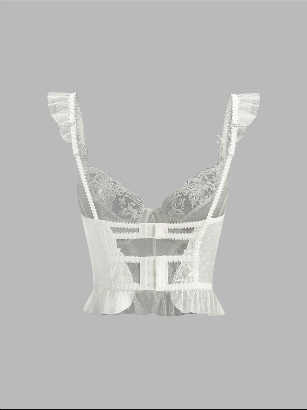 Sheer Lace Corset Bralette - White - Picture 3 of 6